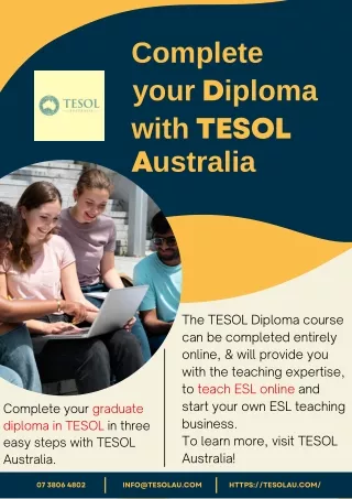 Complete your Diploma in Tesol with TESOL Australia