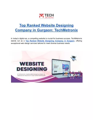 TechMetronix- Top Ranked Website Designing Company in Gurgaon