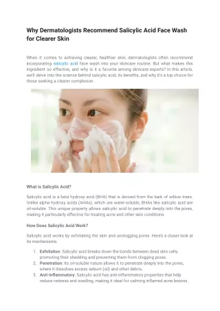 Why Dermatologists Recommend Salicylic Acid Face Wash for Clearer Skin