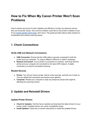 How to Fix When My Canon Printer Won't Scan Problems
