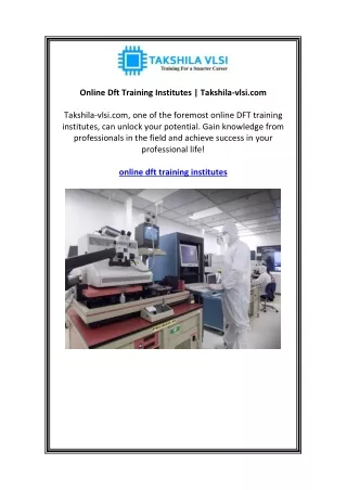 Online Dft Training Institutes | Takshila-vlsi.com