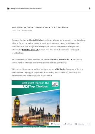 UK eSIM Plans – Reliable & Cost-Effective