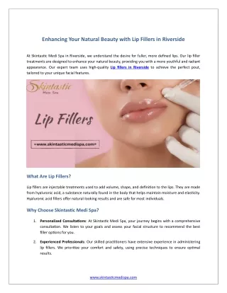 Enhancing Your Natural Beauty with Lip Fillers in Riverside