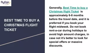 BEST TIME TO BUY A CHRISTMAS FLIGHT TICKET