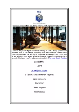 Empower Yourself: Personal Safety Training for Everyday Confidence | NNTC