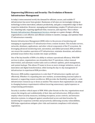 Empowering Efficiency and Security- The Evolution of Remote Infrastructure Management