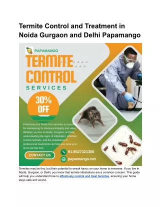 Termite Control and Treatment in Noida Gurgaon and Delhi Papamango