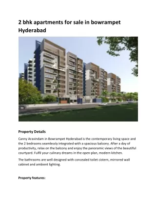 2 bhk apartments for sale in bowrampet Hyderabad