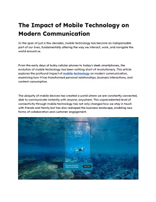 The Impact of Mobile Technology on Modern Communication