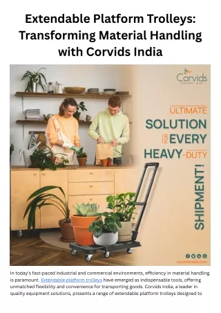 Streamline Your Operations with Corvids India’s Extendable Platform Trolleys