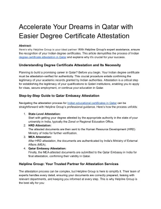 Accelerate Your Dreams in Qatar with Easier Degree Certificate Attestation