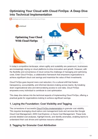 Optimizing Your Cloud with Cloud FinOps: A Deep Dive into Technical Implement