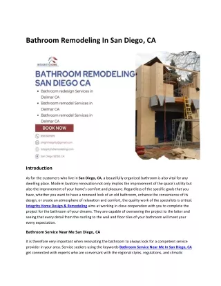 Bathroom Remodeling In San Diego