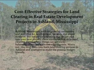 Cost-Effective Strategies for Land Clearing in Real Estate Development Projects in Ashland, Mississippi