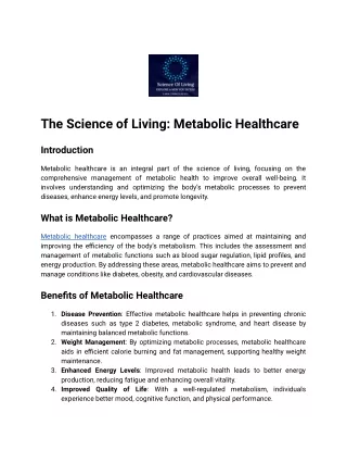 The Science of Living_ Metabolic Healthcare