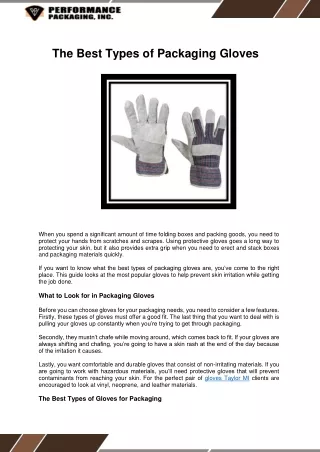 The Best Types of Packaging Gloves