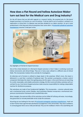 How does a Flat Round and hollow Autoclave Maker turn out best for the Medical c