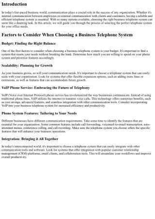 How to Choose the Right Business Telephone System for Your Office Needs
