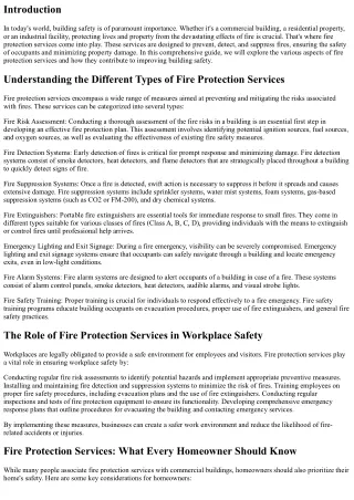 Improving Building Safety with Fire Protection Services: How It Works