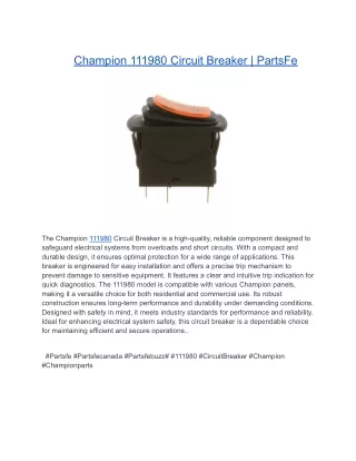 Champion 111980 Circuit Breaker _ PartsFe