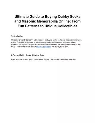 Ultimate Guide to Buying Quirky Socks and Masonic Memorabilia Online_ From Fun Patterns to Unique Collectibles