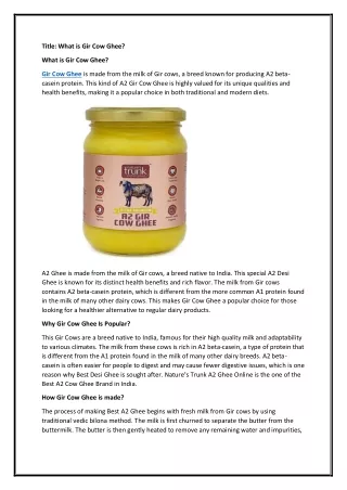 What is Gir Cow Ghee?