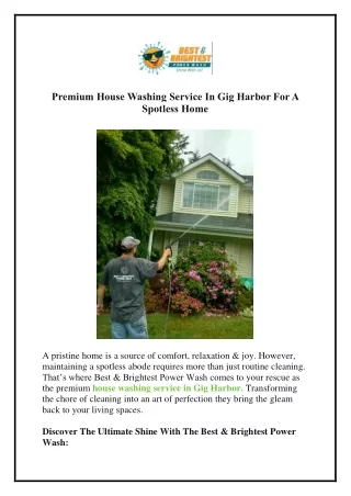 Premium House Washing Service In Gig Harbor For A Spotless Home