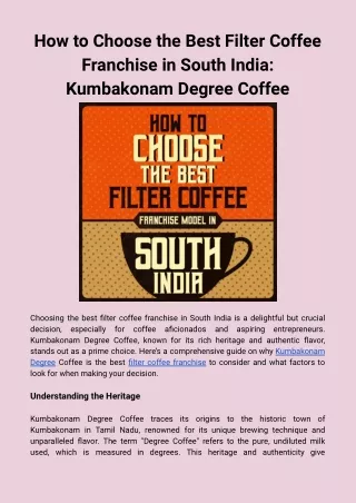 How to Choose the Best Filter Coffee Franchise in South India_ Kumbakonam Degree Coffee