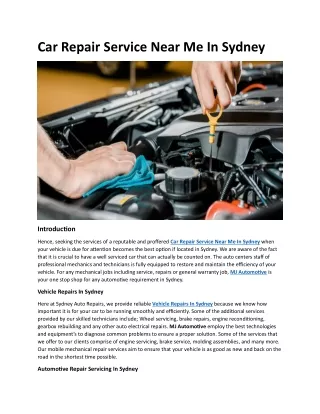Car Repair Service Near Me In Sydney