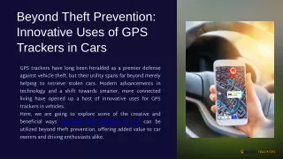 Innovative Uses of GPS Trackers in Cars Beyond Theft Prevention