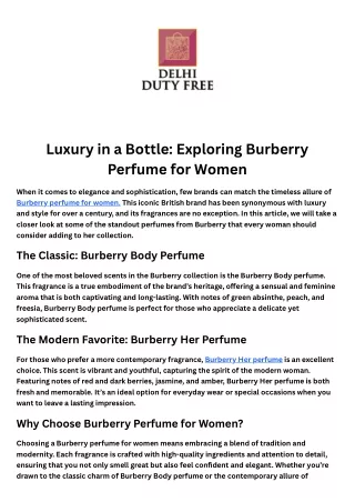 Luxury in a Bottle Exploring Burberry Perfume for Women