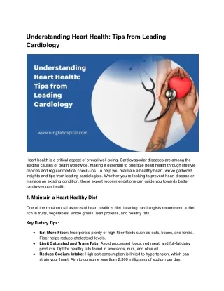 Understanding Heart Health: Tips from Leading Cardiology