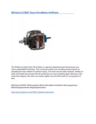 Whirlpool 279827 Dryer DriveMotor HnKParts