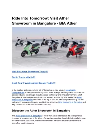 Ride Into Tomorrow_ Visit Ather Showroom in Bangalore - BIA Ather