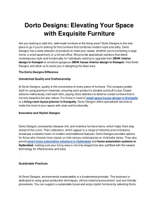 Dorto Designs_ Elevating Your Space with Exquisite Furniture