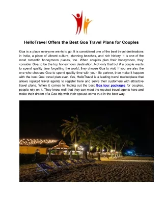 HelloTravel Offers the Best Goa Travel Plans for Couples.docx