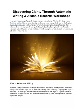 Discovering Clarity Through Automatic Writing & Akashic Records Workshops