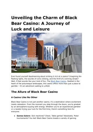 Unveiling the Charm of Black Bear Casino_ A Journey of Luck and Leisure