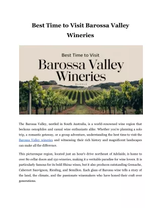 Best Time to Visit Barossa Valley Wineries