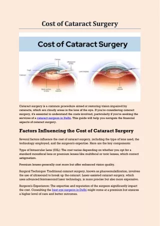 Cost of Cataract Surgery