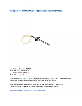 Whirlpool W10859573 Oven Temperature Sensor HnKParts