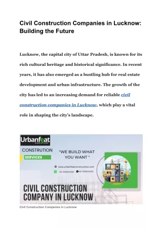 Civil Construction Companies in Lucknow_ Building the Future