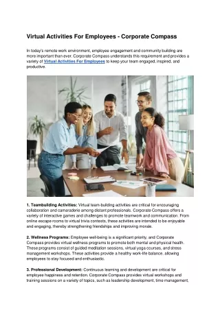 Virtual Activities For Employees - Corporate Compass