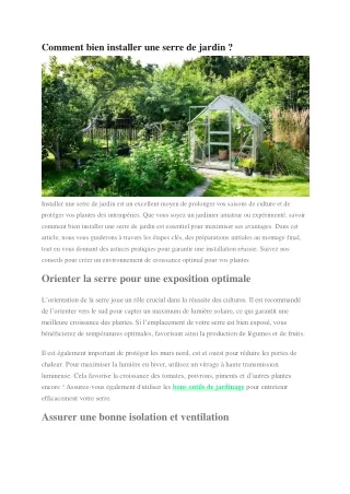Comment bien installer une serre de jardin efficacement