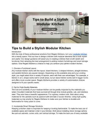 Tips to Build a Stylish Modular Kitchen