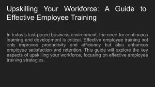 Upskilling Your Workforce: A Guide to Effective Employee Training