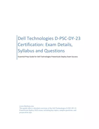 Dell Technologies D-PSC-DY-23 Certification: Exam Details, Syllabus & Questions
