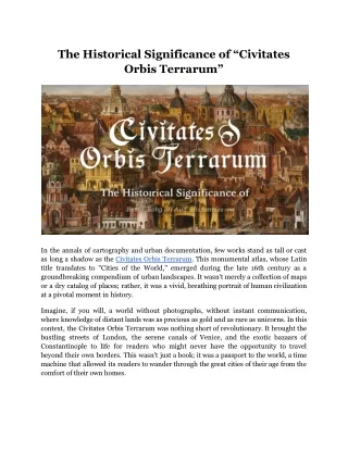 The Historical Significance of “Civitates Orbis Terrarum”