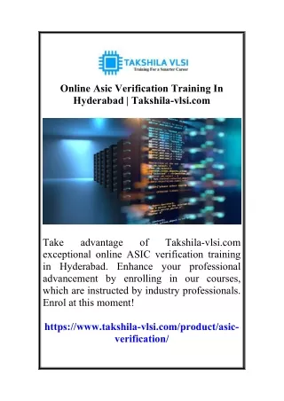 Online Asic Verification Training In Hyderabad  Takshila-vlsi.com