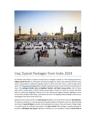 Iraq Ziyarat Packages from India 2024